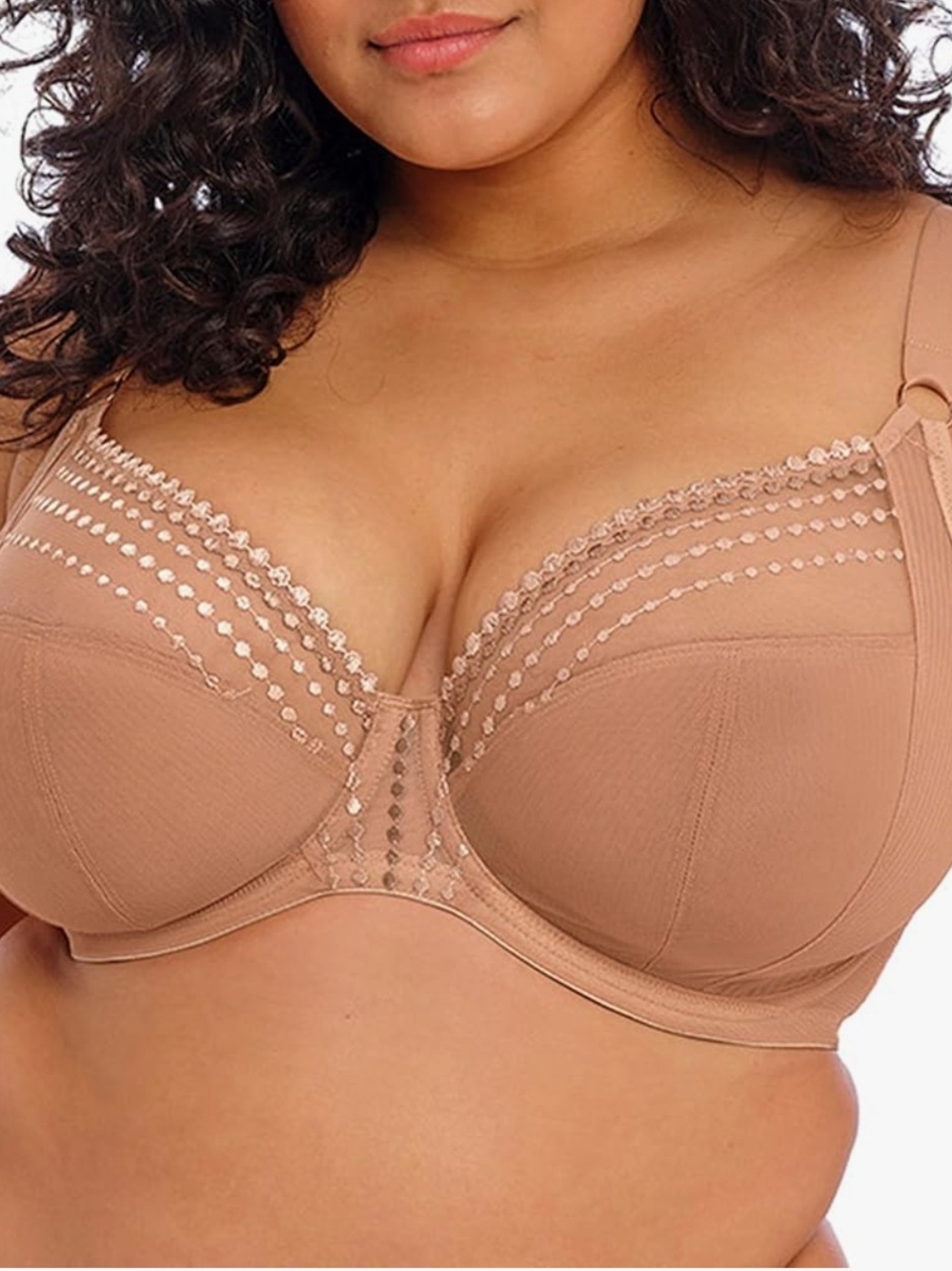 Elomi Matilda Full Coverage Lace-Trim Bra in Nude-Camel